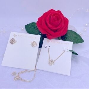 Kendra Scott Gold Dora Necklace and Stud Earings